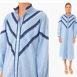 Tuckernuck // Pomander Place //Jolene Chambray Light Blue Lace Accent Midi Dress